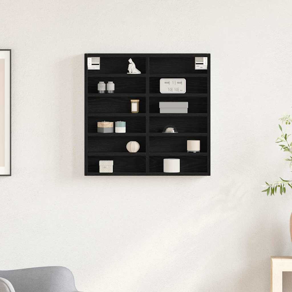 vidaXL Vitrine Schwarz Eichen-Optik 60 x 8,5 x 58 cm Holzwerkstoff
