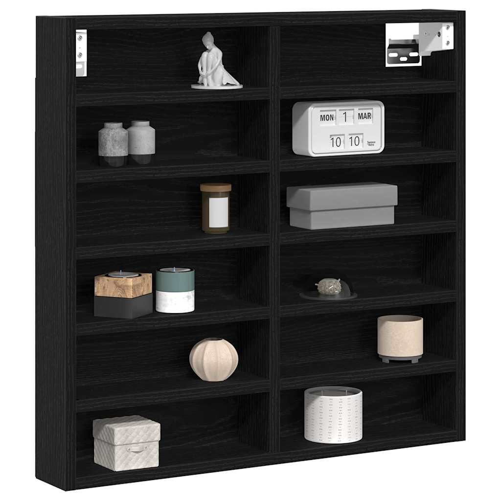vidaXL Vitrine Schwarz Eichen-Optik 60 x 8,5 x 58 cm Holzwerkstoff