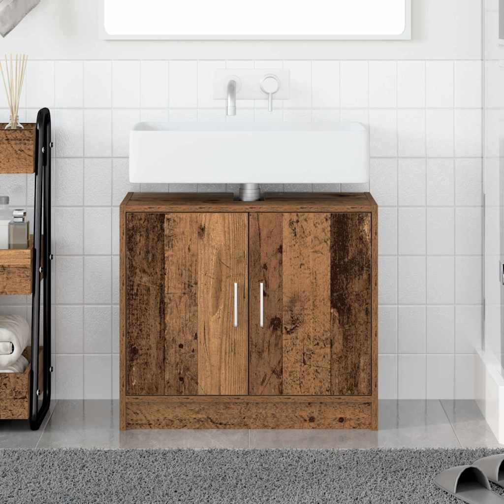 vidaXL Badezimmerschrank mit Tür Altholz 63 x 29 x 55 cm Holzwerkstoff