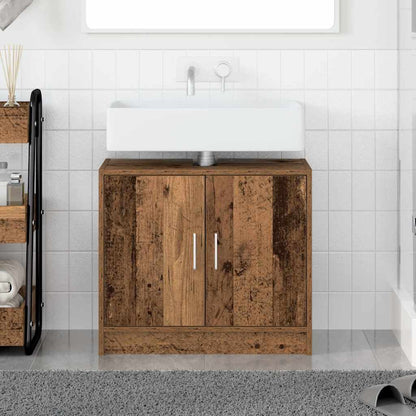 vidaXL Badezimmerschrank mit Tür Altholz 63 x 29 x 55 cm Holzwerkstoff