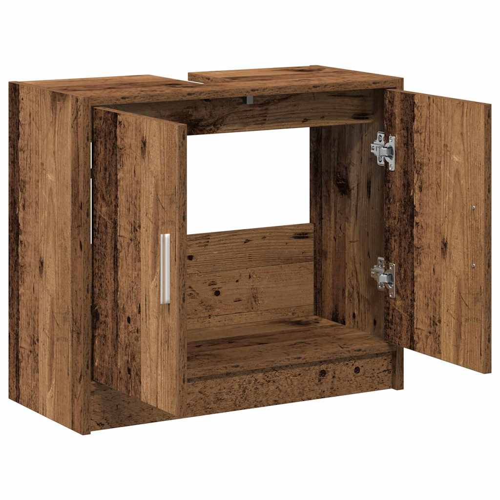 vidaXL Badezimmerschrank mit Tür Altholz 63 x 29 x 55 cm Holzwerkstoff