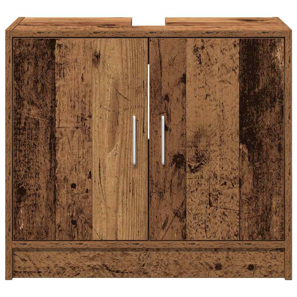 vidaXL Badezimmerschrank mit Tür Altholz 63 x 29 x 55 cm Holzwerkstoff