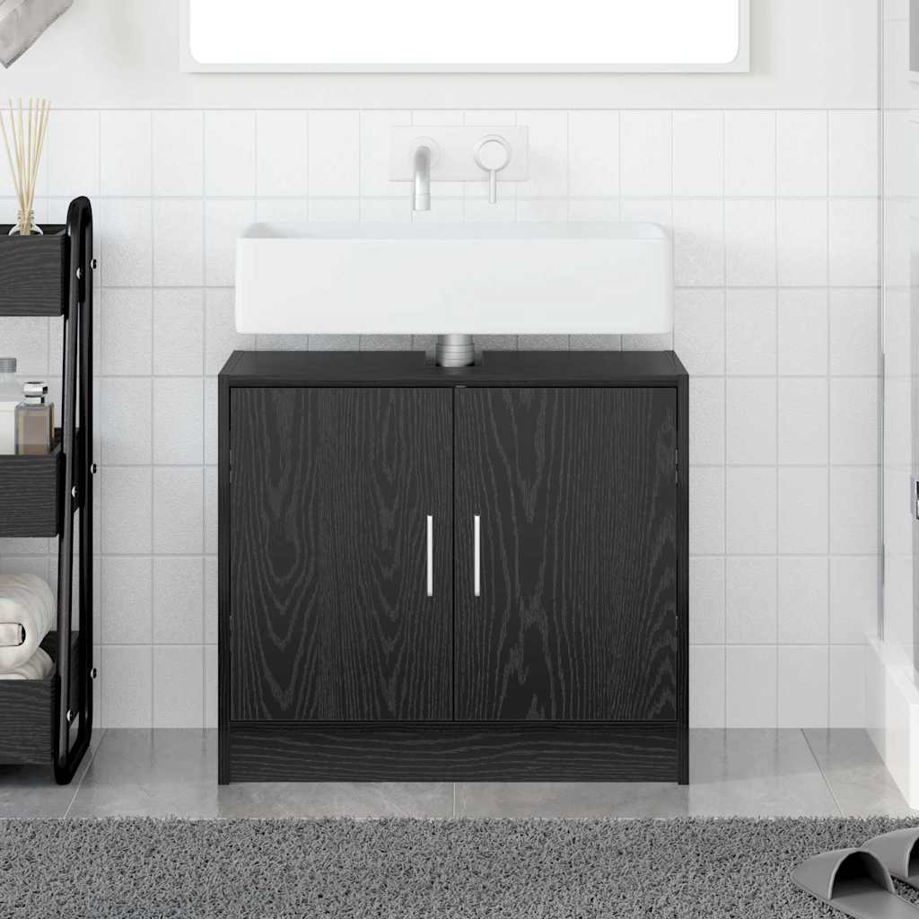 vidaXL Badezimmerschrank mit Tür Schwarz Eichen-Optik 63 x 29 x 55 cm
