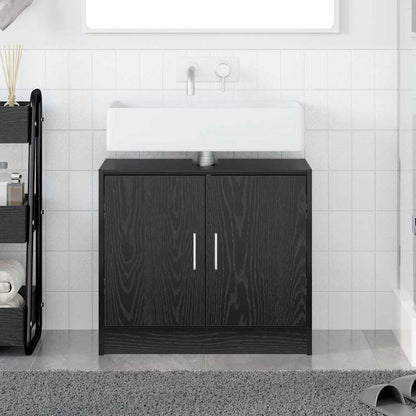 vidaXL Badezimmerschrank mit Tür Schwarz Eichen-Optik 63 x 29 x 55 cm