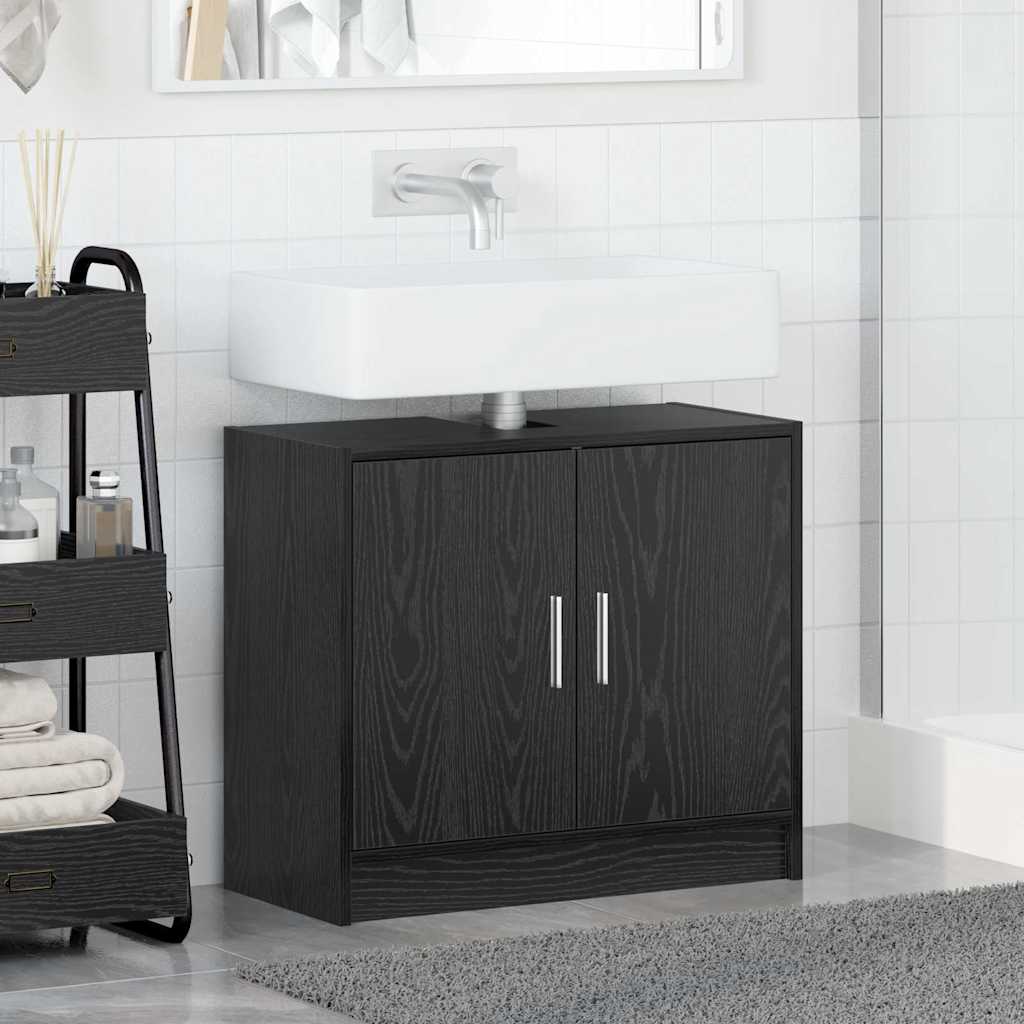 vidaXL Badezimmerschrank mit Tür Schwarz Eichen-Optik 63 x 29 x 55 cm