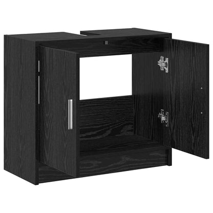 vidaXL Badezimmerschrank mit Tür Schwarz Eichen-Optik 63 x 29 x 55 cm