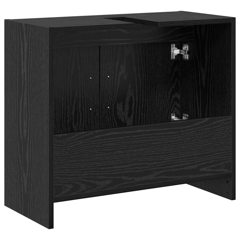 vidaXL Badezimmerschrank mit Tür Schwarz Eichen-Optik 63 x 29 x 55 cm