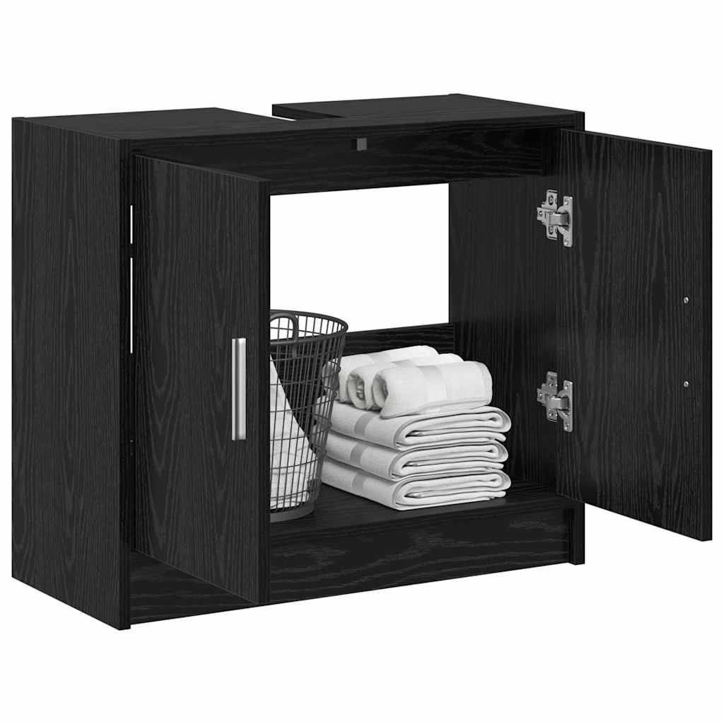 vidaXL Badezimmerschrank mit Tür Schwarz Eichen-Optik 63 x 29 x 55 cm