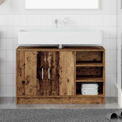 vidaXL Badezimmerschrank mit Tür Altholz 90 x 29 x 55 cm Holzwerkstoff