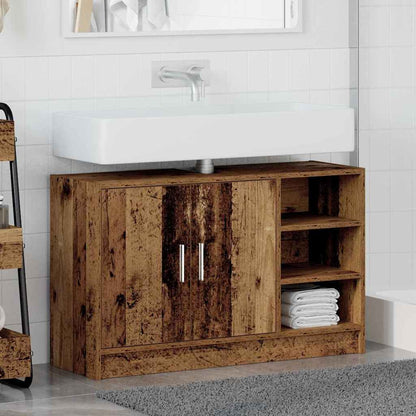 vidaXL Badezimmerschrank mit Tür Altholz 90 x 29 x 55 cm Holzwerkstoff