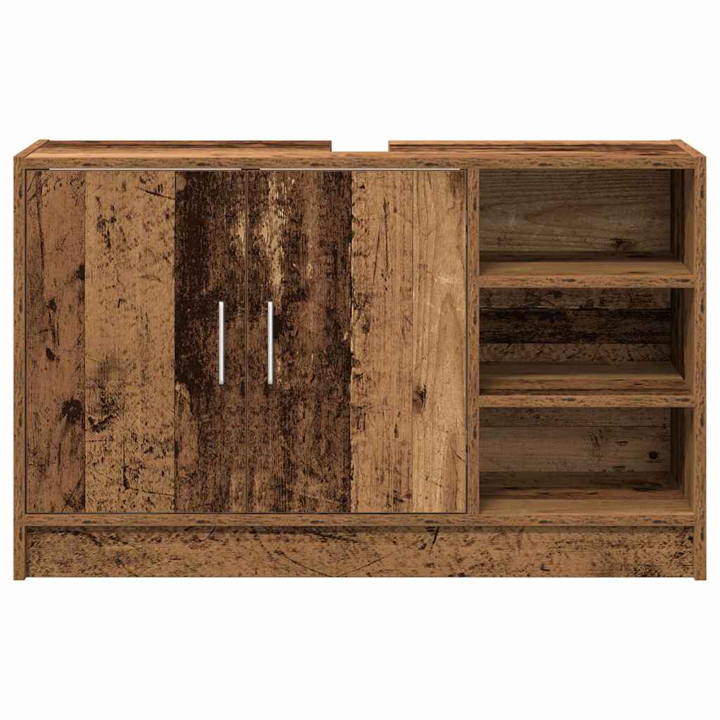 vidaXL Badezimmerschrank mit Tür Altholz 90 x 29 x 55 cm Holzwerkstoff