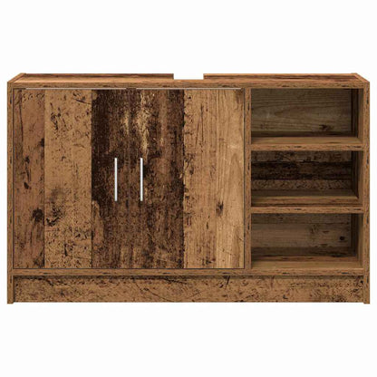 vidaXL Badezimmerschrank mit Tür Altholz 90 x 29 x 55 cm Holzwerkstoff