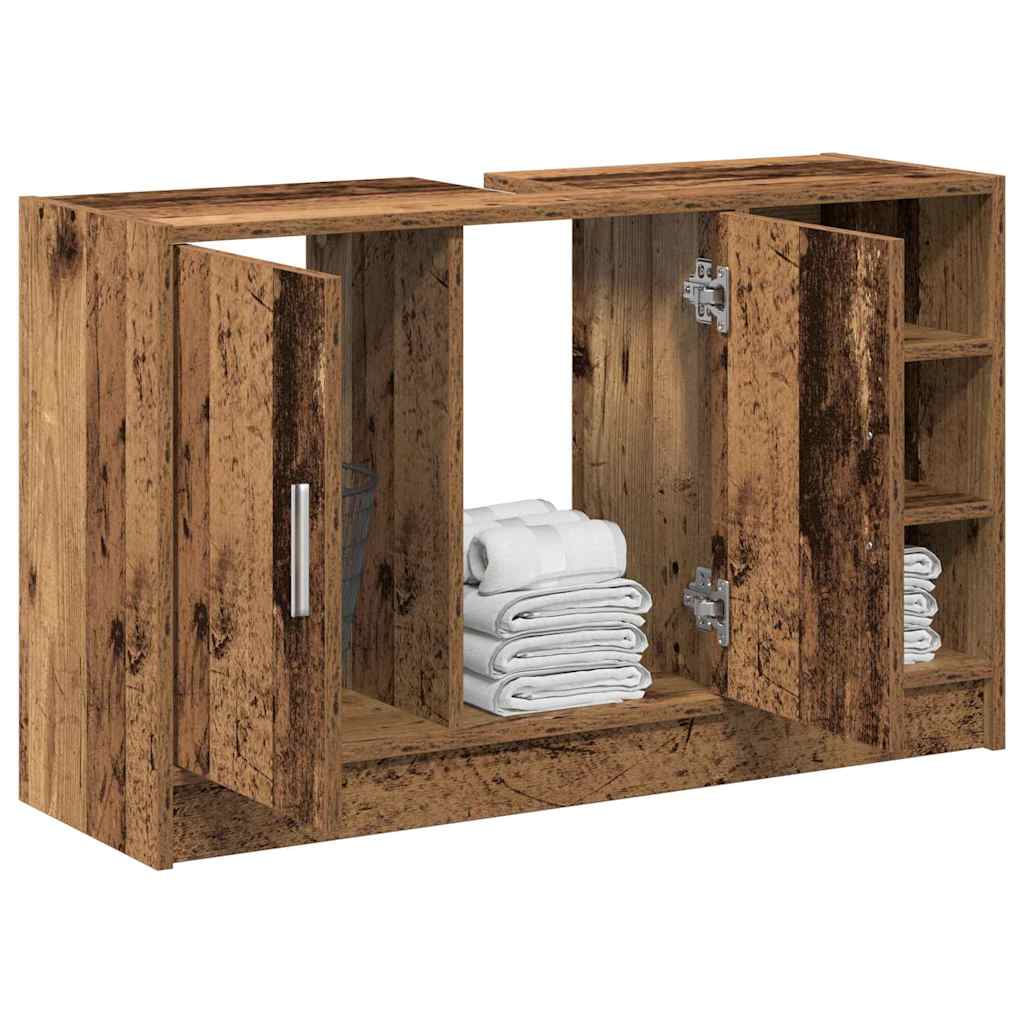 vidaXL Badezimmerschrank mit Tür Altholz 90 x 29 x 55 cm Holzwerkstoff