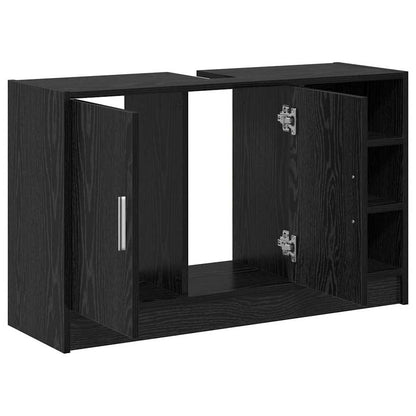 vidaXL Badezimmerschrank mit Tür Schwarz Eichen-Optik 90 x 29 x 55 cm