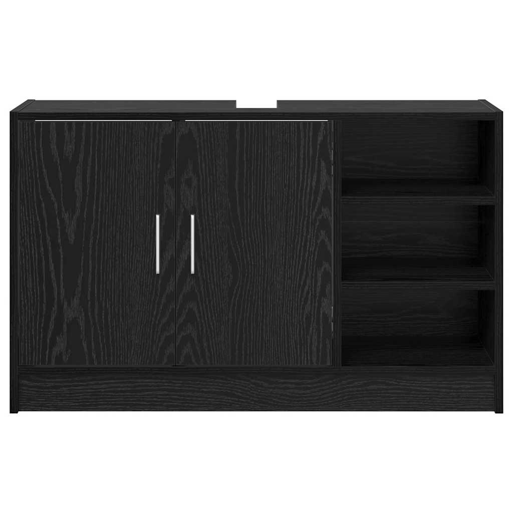vidaXL Badezimmerschrank mit Tür Schwarz Eichen-Optik 90 x 29 x 55 cm