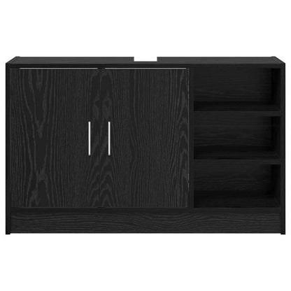 vidaXL Badezimmerschrank mit Tür Schwarz Eichen-Optik 90 x 29 x 55 cm