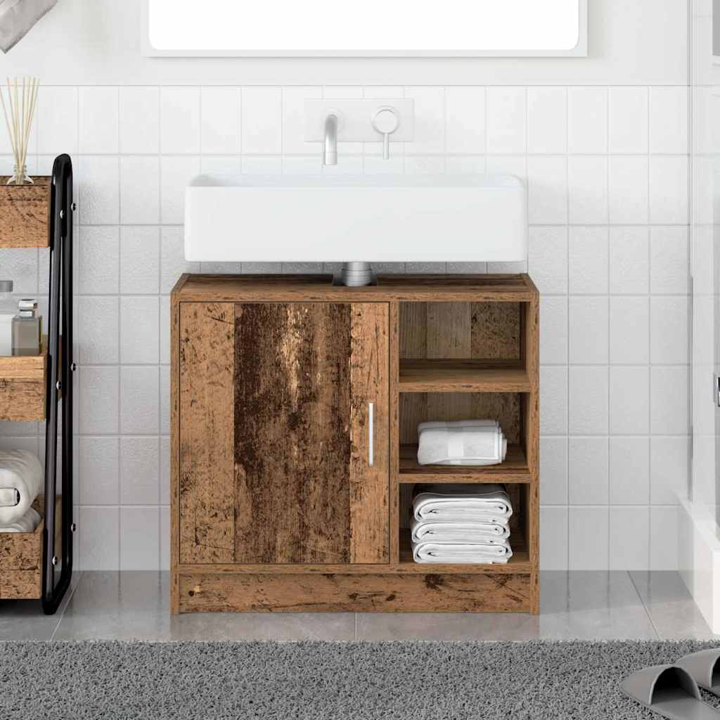vidaXL Badezimmerschrank mit Tür Altholz 63 x 29 x 55 cm Holzwerkstoff