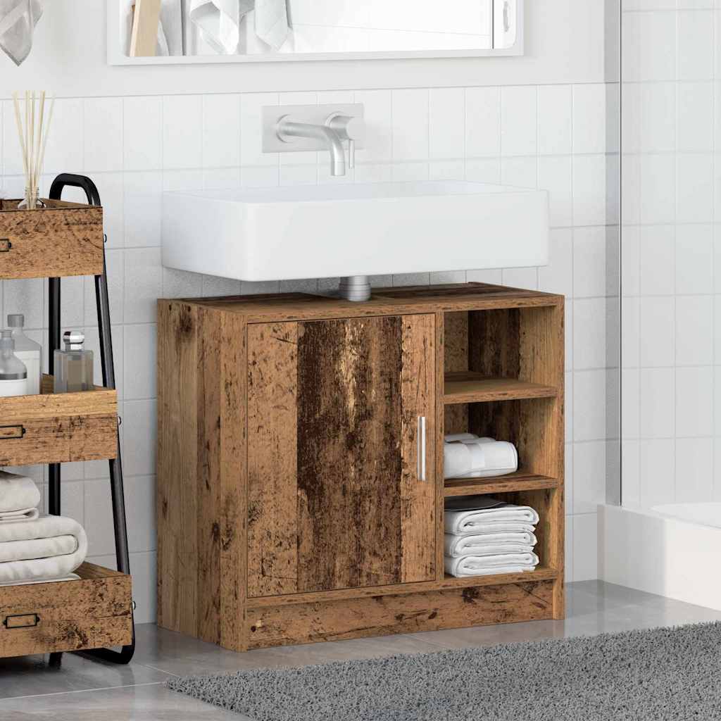 vidaXL Badezimmerschrank mit Tür Altholz 63 x 29 x 55 cm Holzwerkstoff
