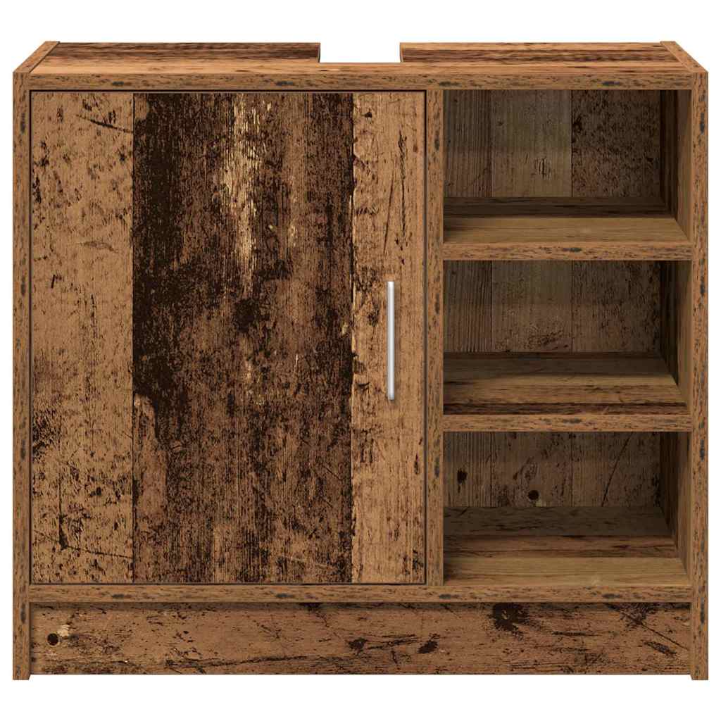 vidaXL Badezimmerschrank mit Tür Altholz 63 x 29 x 55 cm Holzwerkstoff