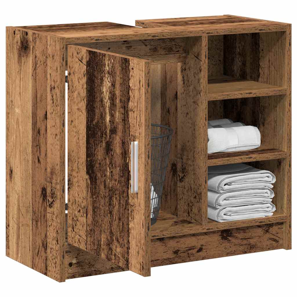 vidaXL Badezimmerschrank mit Tür Altholz 63 x 29 x 55 cm Holzwerkstoff