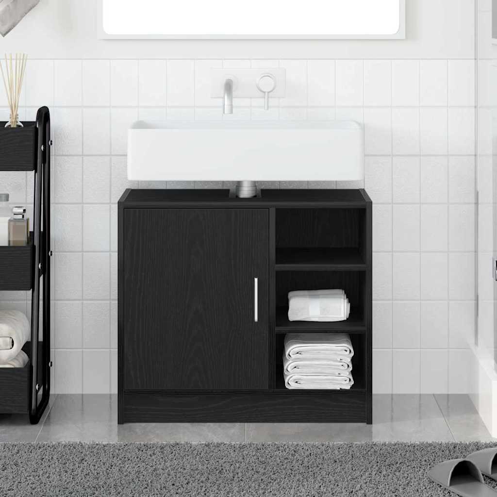 vidaXL Badezimmerschrank mit Tür Schwarz Eichen-Optik 63 x 29 x 55 cm