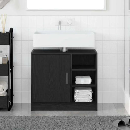 vidaXL Badezimmerschrank mit Tür Schwarz Eichen-Optik 63 x 29 x 55 cm