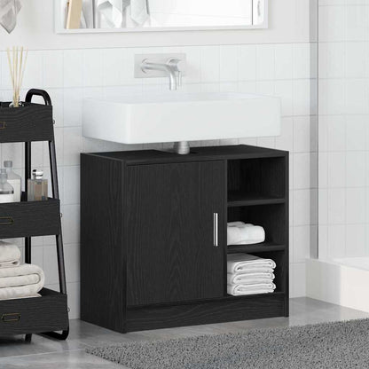 vidaXL Badezimmerschrank mit Tür Schwarz Eichen-Optik 63 x 29 x 55 cm