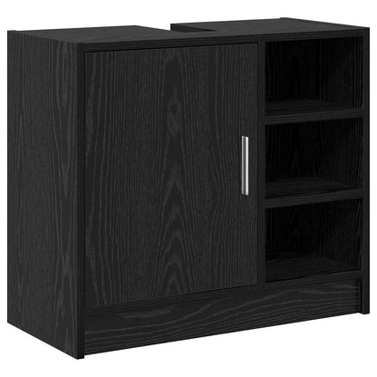 vidaXL Badezimmerschrank mit Tür Schwarz Eichen-Optik 63 x 29 x 55 cm