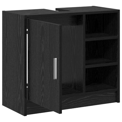 vidaXL Badezimmerschrank mit Tür Schwarz Eichen-Optik 63 x 29 x 55 cm
