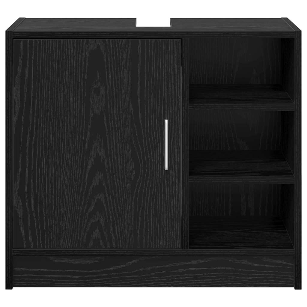 vidaXL Badezimmerschrank mit Tür Schwarz Eichen-Optik 63 x 29 x 55 cm