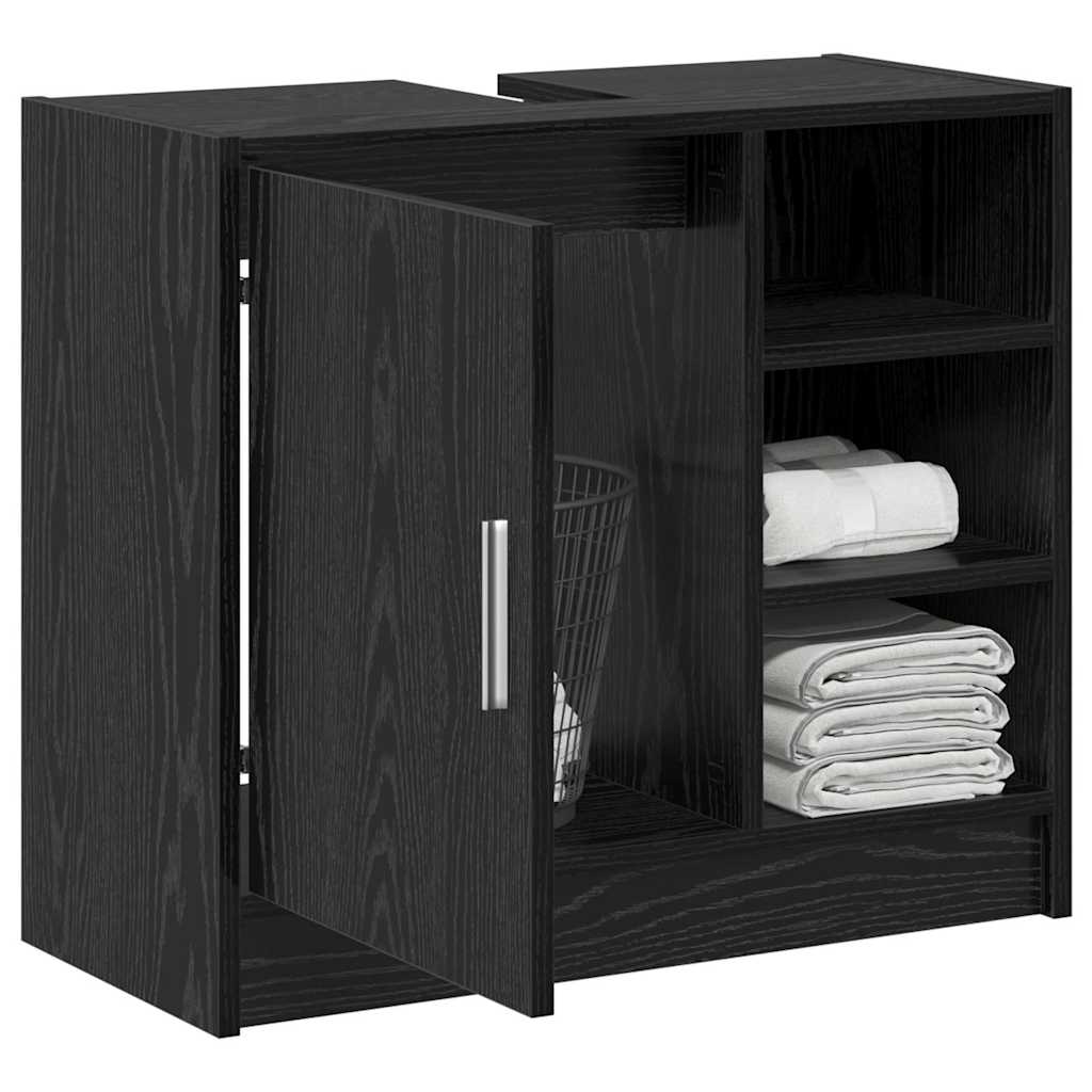 vidaXL Badezimmerschrank mit Tür Schwarz Eichen-Optik 63 x 29 x 55 cm