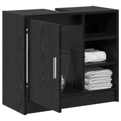 vidaXL Badezimmerschrank mit Tür Schwarz Eichen-Optik 63 x 29 x 55 cm