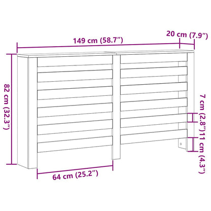 Heizkörperabdeckung Schwarz Eichen-Optik 149 x 20 x 82 cm