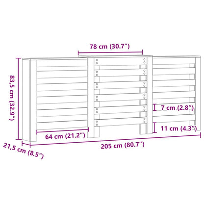 Heizkörperabdeckung Schwarz Eichen-Optik 205 x 21,5 x 83,5 cm