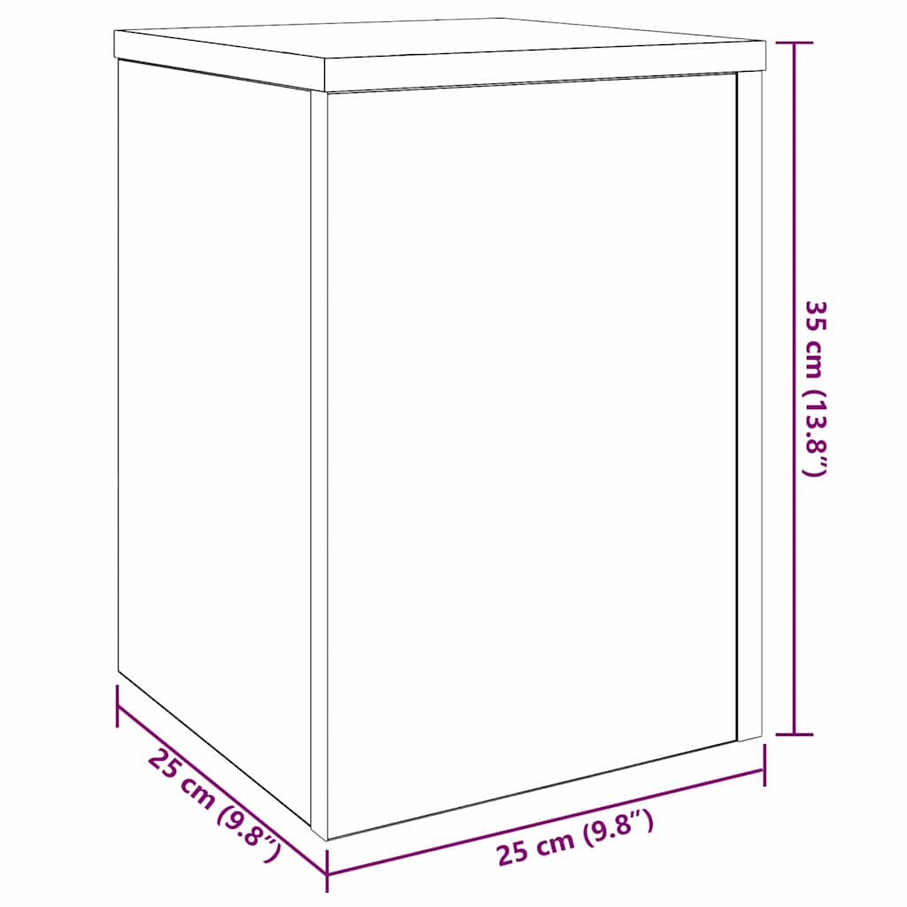 Pflanzenständer 2 pcs Schwarz Eichen-Optik 25 x 25 x 35 cm