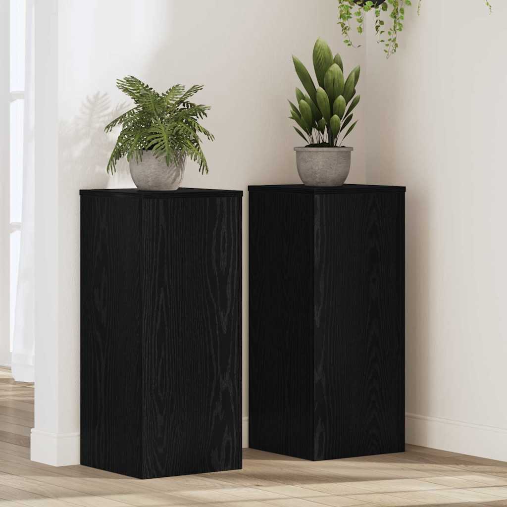 Pflanzenständer 2 pcs Schwarz Eichen-Optik 30 x 30 x 70 cm