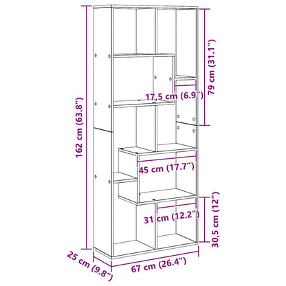 vidaXL Bücherregal Schwarz Eichen-Optik 67 x 25 x 162 cm Holzwerkstoff