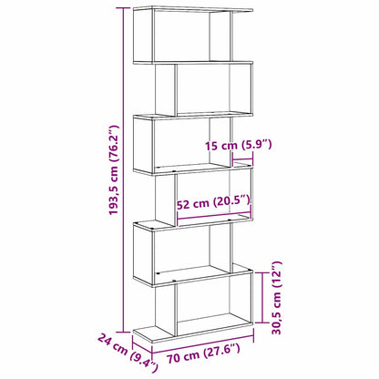 vidaXL Bücherregal Schwarz Eichen-Optik 70 x 24 x 193,5 cm