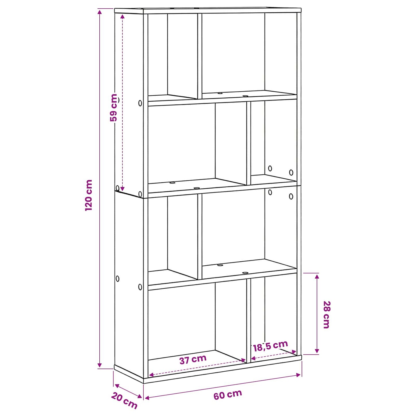 vidaXL Bücherregal Schwarz Eichen-Optik 70 x 20 x 102.5 cm