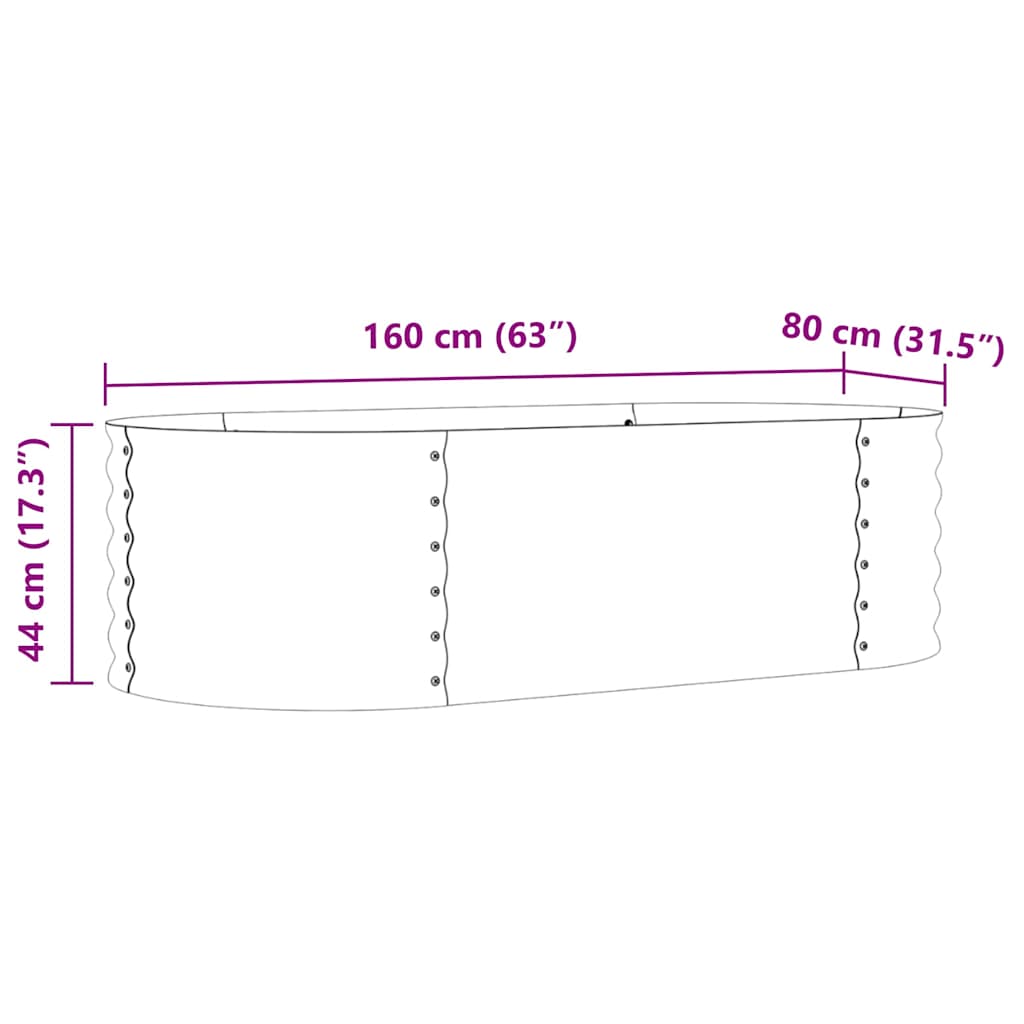 vidaXL Hochbeet Braun 160 x 80 x 44 cm Stahl
