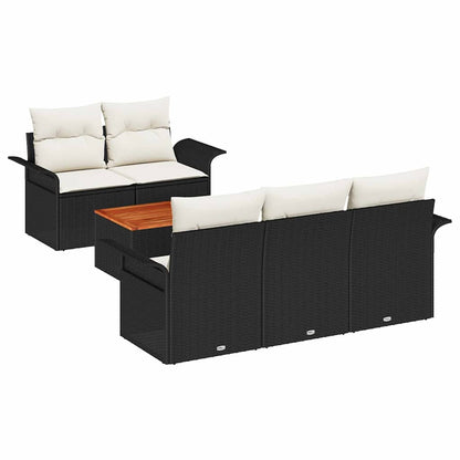 Gartensofa-set mit Kissen 6 pcs Schwarz Poly-Rattan