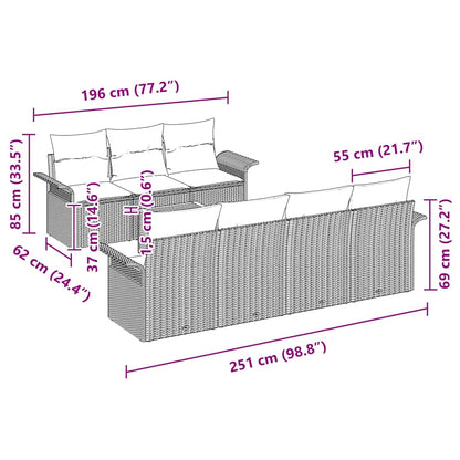 Gartensofa-set mit Kissen 8 pcs Beige Poly-Rattan