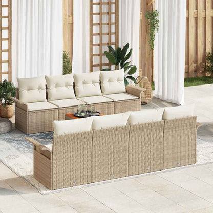 Gartensofa-set mit Kissen 9 pcs Beige Poly-Rattan
