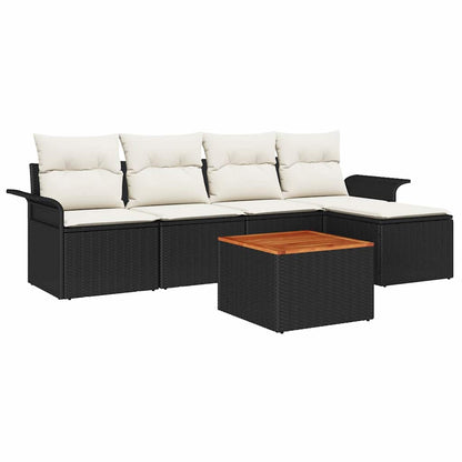 Gartensofa-set mit Kissen 6 pcs Schwarz Poly-Rattan