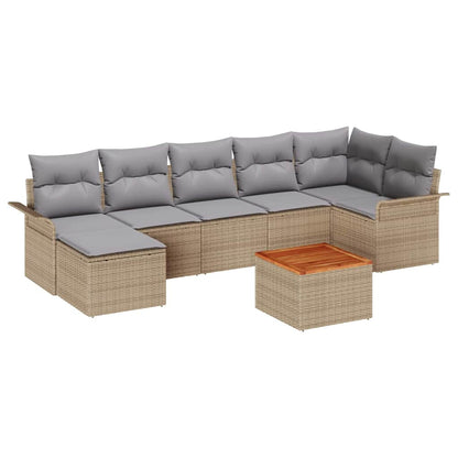 Gartensofa-set mit Kissen 8 pcs Beige Poly-Rattan