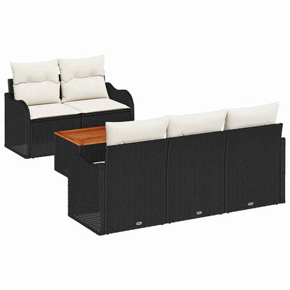 Gartensofa-set mit Kissen 6 pcs Schwarz Poly-Rattan