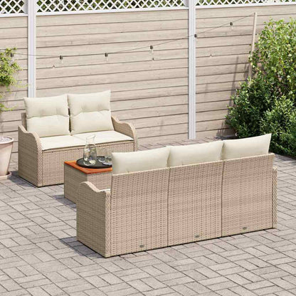 vidaXL Gartensofa-set mit Kissen 6 pcs Beige Poly-Rattan