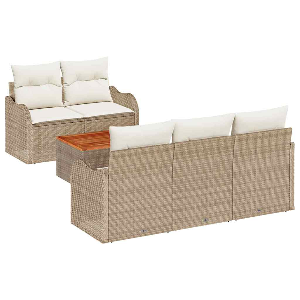 vidaXL Gartensofa-set mit Kissen 6 pcs Beige Poly-Rattan