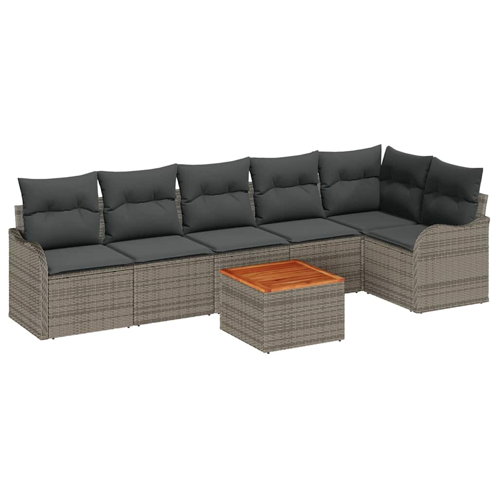 vidaXL Gartensofa-set mit Kissen 7 pcs Grau Poly-Rattan