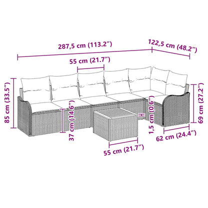 vidaXL Gartensofa-set mit Kissen 7 pcs Grau Poly-Rattan